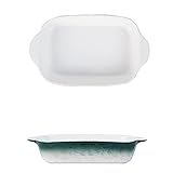 SHHMA Auflaufform Keramik Backformen Set mit 2 rechteckigen Auflaufformen Lasagne Pfannen zum Kochen von Kuchen Abendessen Küche,B