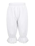 iixpin Mädchen Bloomers Hose viktorianische Rüschen Kürbis Pumphose Renaissance Zigeuner Hosen Shorts Cosplay Fasching Kostüm Weiß Weiß 122-128/7-8 J