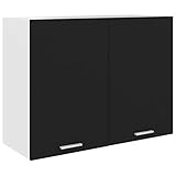 vidaXL Hängeschrank 2 Regalböden Küche Schrank Einbauküche Küchenzeile Küchenmöbel Oberschrank Küchenschrank Schwarz 80x31x60cm Spanp