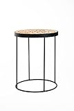 Kompakter Couchtisch rund, Beistelltisch Schwarz, Nachttisch Holz, Wohnzimmertisch modern, glastisch Wohnzimmer, Balkon Tisch klein, Elegant, Kompakt, Funktional, U