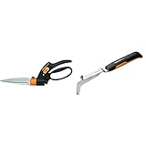 Fiskars Rasenkantenschere, Mit Servo-System, Handlich, Länge: 32 cm, Schwarz/Orange, GS42, 1000589 & Kleiner Fugenkratzer zum Entfernen von Unkraut und Moos, Länge: 33,8 cm, Schwarz/Orang