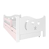 NeedSleep® Rausfallschutz Kinderbett Komplett 80x140 80x160 80x180 Bett Lattenrost Schublade I Kinder ab 2 Jahren | Mädchen Junge I Montessori Kinderzimmer (80x180 cm mit Matratze, Rosa)