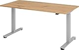 bümö® ergonomischer Schreibtisch elektrisch höhenverstellbar | höhenverstellbarer Büroschreibtisch in Asteiche | Rechteck: 160 x 80