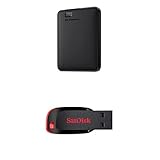 WD Elements Portable, Externe Festplatte - 4 TB - USB 3.0 - WDBU6Y0040BBK-WESN + SanDisk 64GB Cruzer Blade USB-Flash-Laufwerk