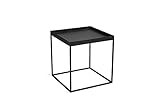 LIFA LIVING Moderner Beistelltisch in Würfelform, Cube Couchtisch aus schwarzem Metall, Würfel Nachttisch im Industrie Design, Wohnzimmertisch in 48x48x50