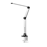 YLKCU LED-Leselampe dimmbar mit Fernbedienung, 10W schwenkbare Bettklemmlampe mit Switch Touch, 3-Farben-Temperatur-Clip-Licht, Lesetischlampe mit langem Arm, Memory-Funktion,Silb