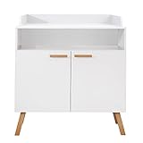 trendteam smart living Wickelkommode Kommode, Holz, Weiß, Buche massiv, 96 x 105 x 78