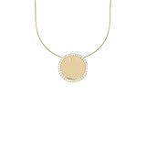 925er Sterling Silber Vergoldet Kette mit Gravurplatte Anhänger Ø28 Halskette C