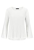 Sublevel Damen Plissee Bluse Langarm Falten Tunika White XL