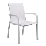 Ondis24 Alu Gartensessel Sunset, Gartenstuhl Aluminium, Campingstuhl Stoffbezug, Outdoor Stuhl Stapelsessel, Sessel Balkonstuhl, Terrassenstuhl Sitzmöbel Garten, weiß