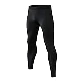 LEICHR Kompressionshose für Herren, Leggings, Workout, Laufhose, schnelltrocknend, Baselayer, Fitnessstudio, aktive Yogahose, Schwarz 1,