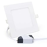 LED Einbaustrahler 3W IP44 Ultra-Flach 1er Set Wohnzimmer, Badezimmer Einbauleuchten Silber Quadrat 12mm Einbautiefe Mini Slim Deckenstrahler, Kaltweiß