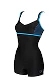 ARENA Damen Badeanzug mit Bein Venus, Black-Shark-Turquoise, 44