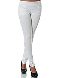 Damen Skinny Treggings Stretch Hose Stoffhose DA 14028 Farbe Weiß Größe XL / 42