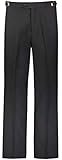 RGM Herren Smokinghose mit Seitenstreifen, plissiert oder flach, Schwarz - flache Front, 36W / 34L