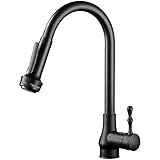 Küchenarmatur mit Pull-Down-Sprayer, dehnbarer Küchenspülen-Wasserhahn Deckmontage Hochbogen 360° schwenkbar Einhebel-Küchenarmatur mit Kalt- und Warmwasser, Schw