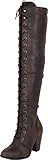 Cambridge Select Damen Overknee Chunky Chunky Heels Schnürstiefel, Braun (Brown Pu), 35.5 EU