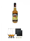 Jim Beam APPLE Whiskey 0,7 Liter + The Glencairn Glass Whisky Glas Stölzle 2 Stück + Schiefer Glasuntersetzer eckig ca. 9,5 cm Ø 2 Stück