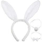 Tier Kostüm Set Kaninchen Hase Ohren Stirnband Kaninchen Ohren Stirnband Kaninchen Schwanz Kaninchen Krawatte für Kinder Erwachsene Ostern Party Gefallen oder Kostüm Dek