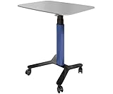 ESMART Germany EAX-131 BB 90 x 60 cm Blau Ergonomischer Steh-Sitz-Pult-Schreibtisch Stufenlos elektrisch höhenverstellbar 65-130 cm mobiles Stehpult rollb