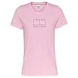 Tommy Jeans Damen Tjw Outline Flag Tee Hemd, Romantisches Rosa, S