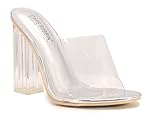 Cape Robbin Fusion Clear Chunky Block High Heels für Frauen Transparente Booties für Frauen, Silber (hell silberfarben), 38.5 EU