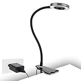 Klemmleuchte, 8W Klemmleuchte Schreibtisch, LED-Leselampe als Nachtischlampe, CeSunlight Buch Klemme, Warmlicht, Tageslicht und Weißlicht 3 Farben, USB-Klemmlampe,10 dimmbare Beleuchtungsmodi(schwarz)