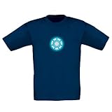 shirtdepartment - Kinder T-Shirt - Arc Reactor - Stark dunkelblau-Cyan 134-146