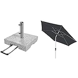 Doppler SL-AZ Granit Auszieh-Griff 72kg Sonnenschirmständer, grau & Aluminium Sonnenschirm SL-AZ 330 - Knickbarer Sonnenschutz für Balkon oder Terrasse - ca. 330