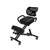 SogesHome Kniestuhl Schreibstuhl Computerstuhl Ergonomischer Stuhl 70*48*94cm,Kniestuhl mit rückenlehne,Höhenverstellbarer Kniestuhl,Korrekturstuhl PU-Leder,SH-YKTH-EKC-B