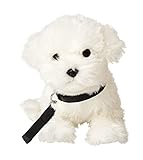 Uni-Toys - Malteser mit Leine - 26 cm (Länge) - Plüsch-Hund - Plüschtier, Kuscheltier HT-30169 Weiß