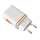 USB Ladegerät, 2 Ports USB Netzteil mit LED Lichter, Charger Ladeadapter Tragbares USB Schnellladegerät für iPhone für Xiaomi für Samsung für Huawei usw,und Weitere USB-Anschluss Geräte (Orange)