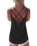 YOINS Crop Tops Damen Tops Sommer Rückenfrei Sexy Tshirt Ärmellos Crossed Urlaub Oberteile Einfarbig