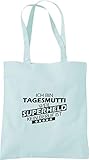 Shirtinstyle Tasche Jute Beutel Ich bin Tagesmutti weil Superheld kein Beruf ist, Ausbildung Abschluss, Farbe Pastelb