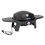 LANDMANN E-Pantera Elektrogrill | Praktischer Elektrogrill mit abnehmbaren Seitentischen | Inkl. Fettauffangschublade | Grillrost aus emailliertem Gusseisen | Leistung 2000 W [Schwarz]