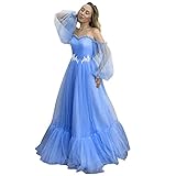IFOUNDYOU Abendkleid Damen Elegant Langarm Kleid Brautjungfer Hochzeit Festkleid Sexy Schulterfreies Cocktailkleid Lang Mesh Rückenfrei Hohe Taille Partykleid Brautmutterk