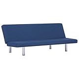 vidaXL Schlafsofa mit 3 einstellbaren Positionen Sofa mit Schlaffunktion Couch Gästebett Bettsofa Schlafcouch Polstersofa Wohnzimmer Blau Poly