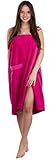 Sansibar Damen Saunasarong Saunakilt S-XXL mit Klettverschluss, Gummizug und Tasche mit gesticktem Säbel Logo 100% Baumwolle Pink