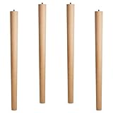 4er Set Tischbeine Buche roh H 710 mm / Ø 60/40 mm mit Gewindestift M10 Ideal für Küchen & ESS-Tische / Tischfüße Holz Möbelfüße von SO-TECH®
