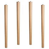 4er Set Tischbeine Buche roh H 710 mm / Ø 60/40 mm mit Gewindestift M10 Ideal für Küchen & ESS-Tische / Tischfüße Holz Möbelfüße von SO-TECH®