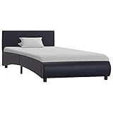 vidaXL Polsterbett Kunstlederbett Bett Einzelbett Ehebett Bettgestell Bettrahmen Lattenrost Schlafzimmerbett Kunstleder 100x200cm Schw