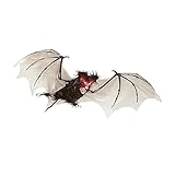 Widmann 10052 - Haarige Fledermaus mit pulsierend, blinkenden LED-Augen, 89cm, Dekoration, Hängedekoration, Horror, Halloween, Mottoparty