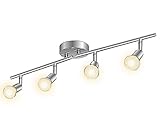 LED Strahler Deckenleuchte, 4-flammiger Deckenstrahler, 4x3W Leuchtmittel GU10, 3000K warmweiß dreh- schwenkbar Spotbalken, Nickel Leuchten Balk