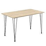 [en.casa] Design Esstisch 'Hairpin' in Eichen-Optik 120x70cm - Küchentisch Esszimmertisch Tisch mit Hairpin-Leg