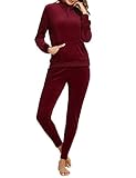 Irevial Damen Velours Hausanzug Fleece Anzug Classic Sweat Suit Trainingsanzug Jogginganzug Streetwear Fitnessanzug Sportanzug