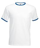 Fruit of the Loom Herren zweifarbiges T-Shirt 'Ringer T' 61-168-0 White/Royal Blue M