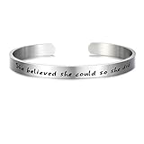 Daesar Armband Edelstahl Damen Breit 6 MM mit Spruch Silber Frauen Armreif Uhr Partnerarmb