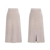 KIMODO Wollrock Maxirock Rockabilly Freizeitrock Partyrock Damen Elegant Vintage Retro Röcke mit Schlitz Casual Hüftrock Lang Hohe Taille Skirt (A-Beige, XL)