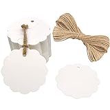 kraftpapier 100Stk. Etiketten Tags 6 CM * 6 CM Geschenkanhänger Anhänger Etiketten mit Jute-Schnur 30 M