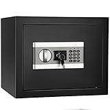 Errum 1.0Cub Tresor Safe mit Schlüssel Feuerfest Wasserdicht Elektronischer Tresor Safe Triple Lock Core, Elektronischer Digitaler Safe mit Notschlüssel Home Office Safe(Schwarz, 30*37*31CM)